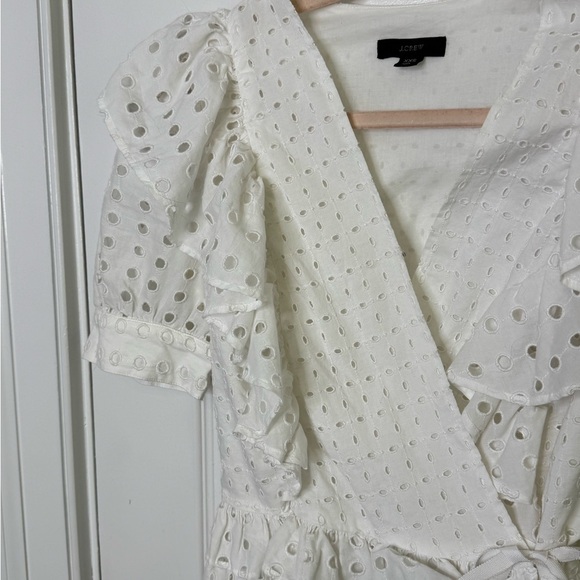 J. Crew White Puff Sleeve Wrap Blouse - Picture 7 of 11
